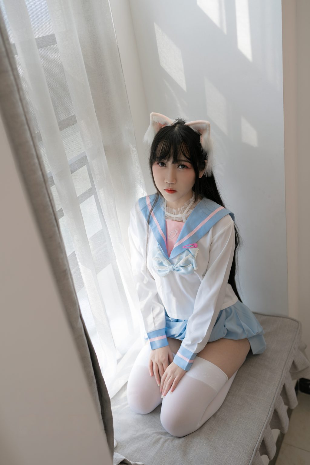 动漫博主@不呆猫 白色兔子JK[63P-388.7M] 网红写真-第1张