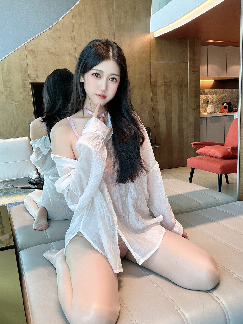 动漫博主@不呆猫  粉色衬衣女友[66P-1V-1.07G] 网红写真-第1张