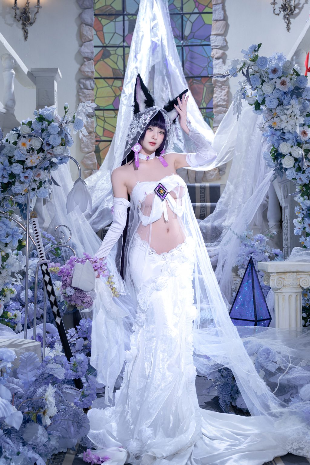 知名动漫博主@清水由乃 碧蓝航线 武藏 紫藤花 [51P1V-639MB] 网红写真-第2张