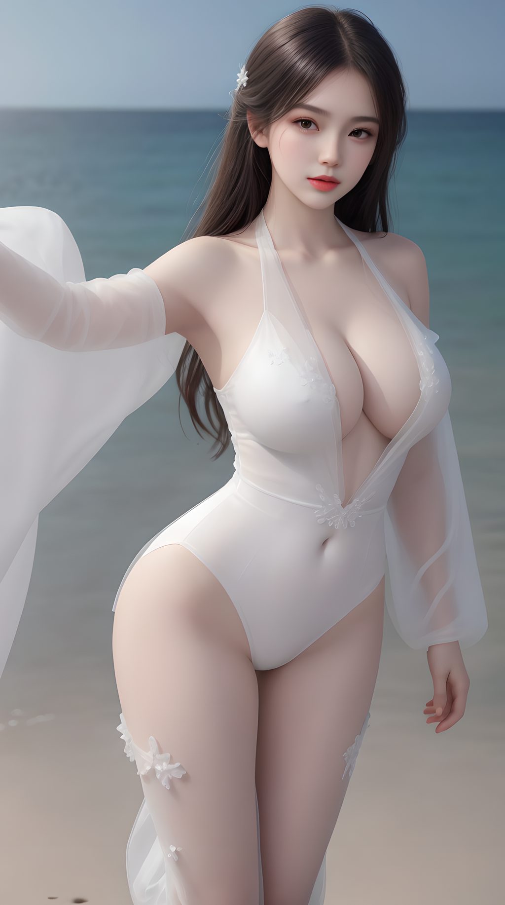[AI绘画] 白色连体泳衣 [34P/159MB] AI美女-第2张