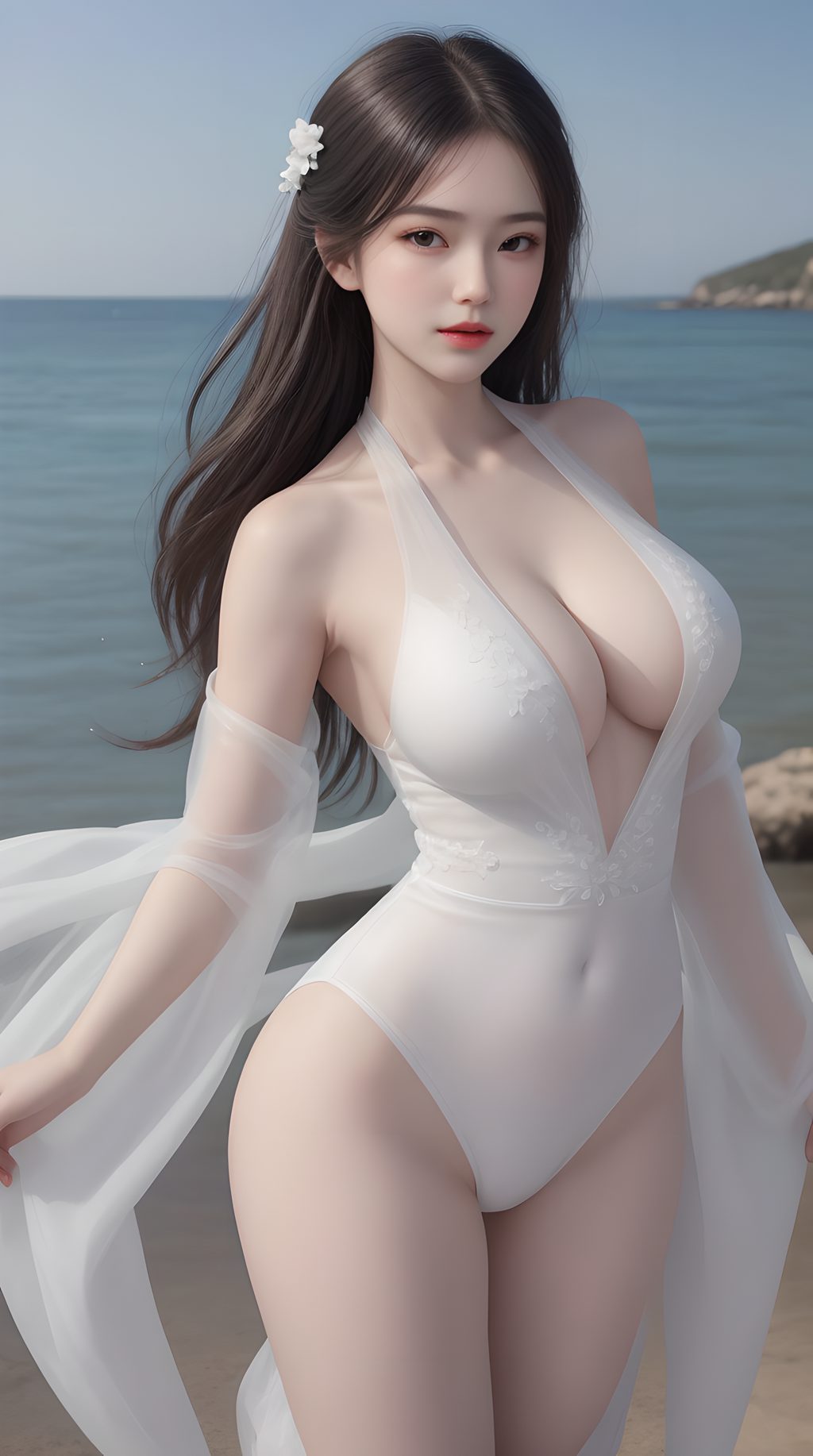 [AI绘画] 白色连体泳衣 [34P/159MB] AI美女-第4张