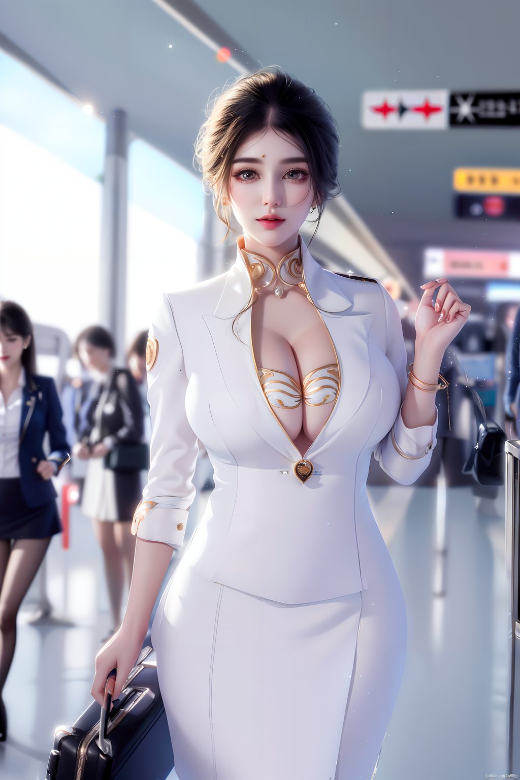 [AI绘画] 丰满少父的机场制服肉惑 [41P/238MB] AI美女-第1张
