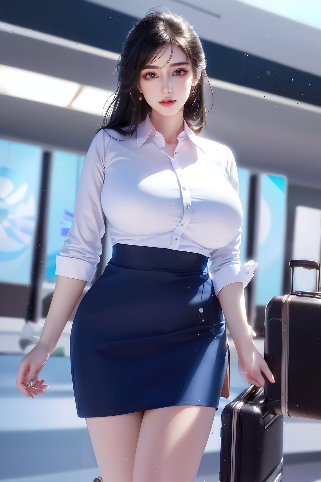[AI绘画] 丰满少父的机场制服肉惑 [41P/238MB] AI美女-第2张
