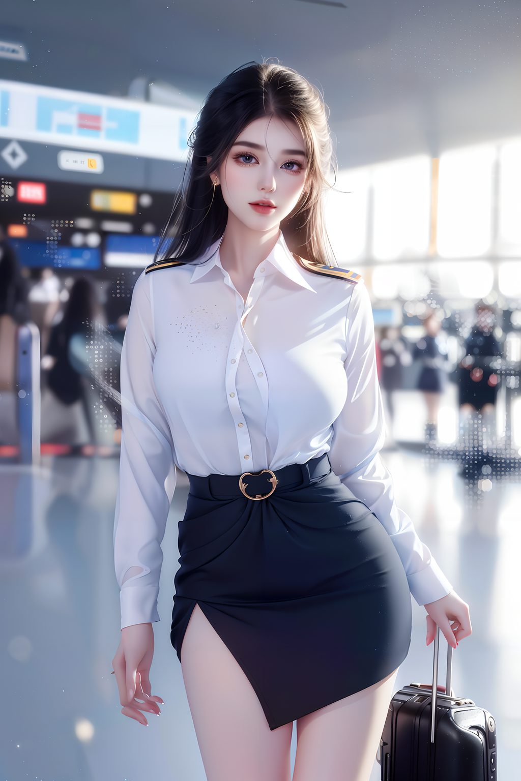 [AI绘画] 丰满少父的机场制服肉惑 [41P/238MB] AI美女-第3张