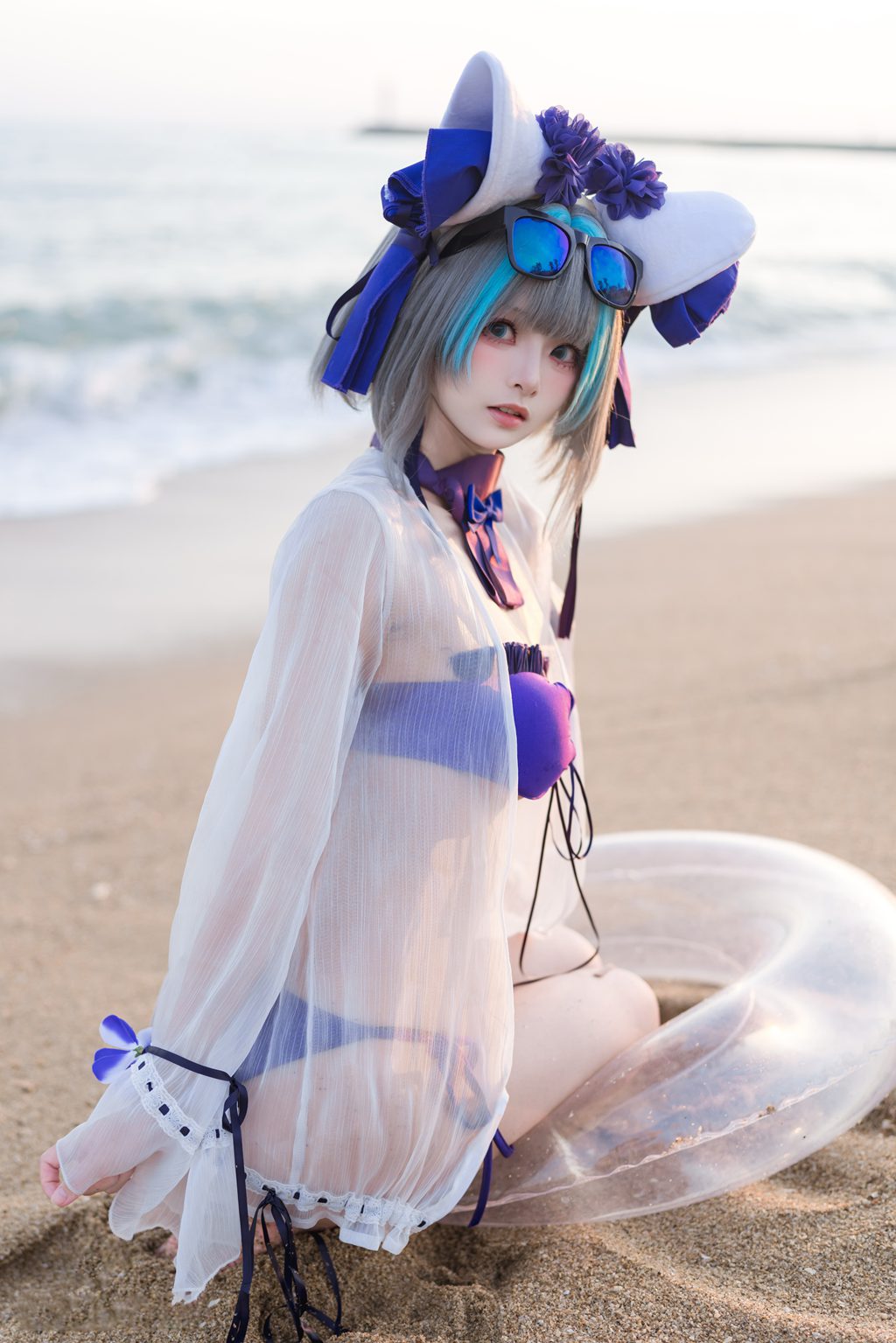 人气Coser@九柒喵 碧蓝航线-柴郡泳装 [26P/138MB] 网红写真-第4张