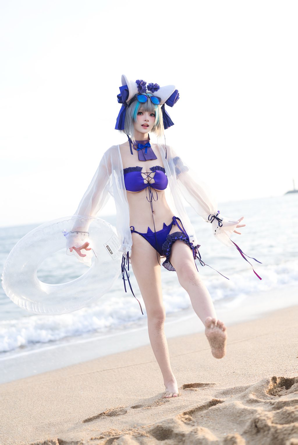 人气Coser@九柒喵 碧蓝航线-柴郡泳装 [26P/138MB] 网红写真-第2张