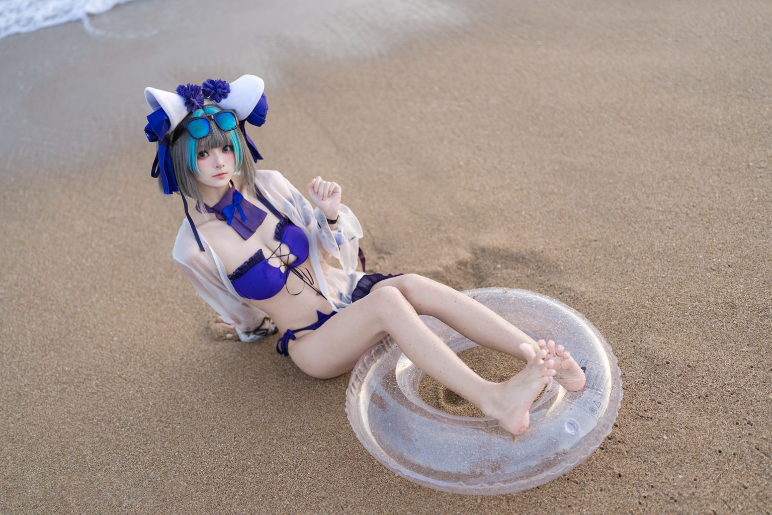 人气Coser@九柒喵 碧蓝航线-柴郡泳装 [26P/138MB] 网红写真-第3张