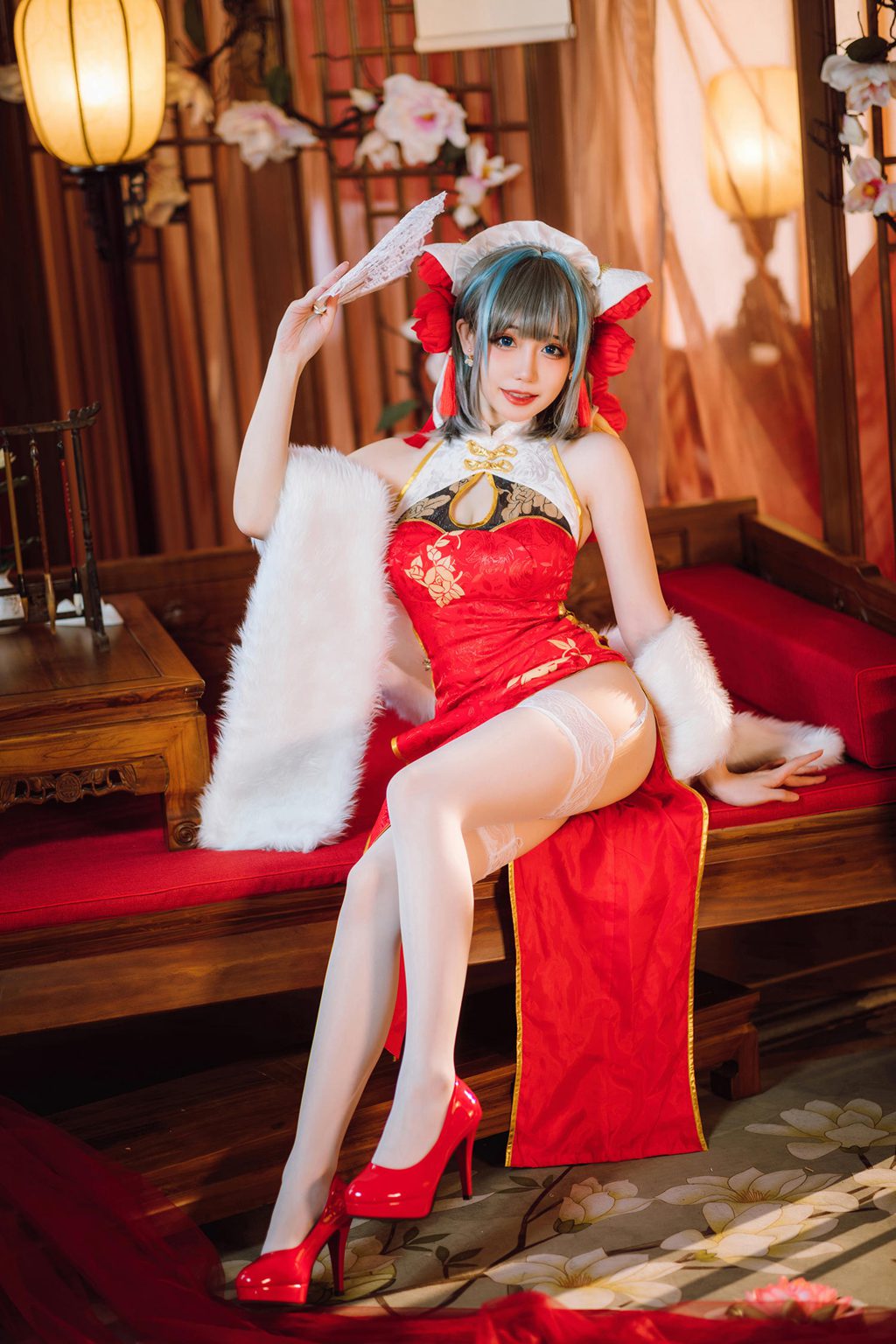 动漫博主@焖焖碳 碧蓝航线 柴郡旗袍 [29P/202MB] 网红写真-第3张