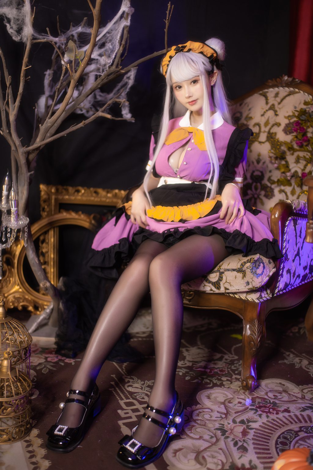 颜值博主@羽生三未 万圣黑丝女仆 [37P/1.09G] 网红写真-第1张