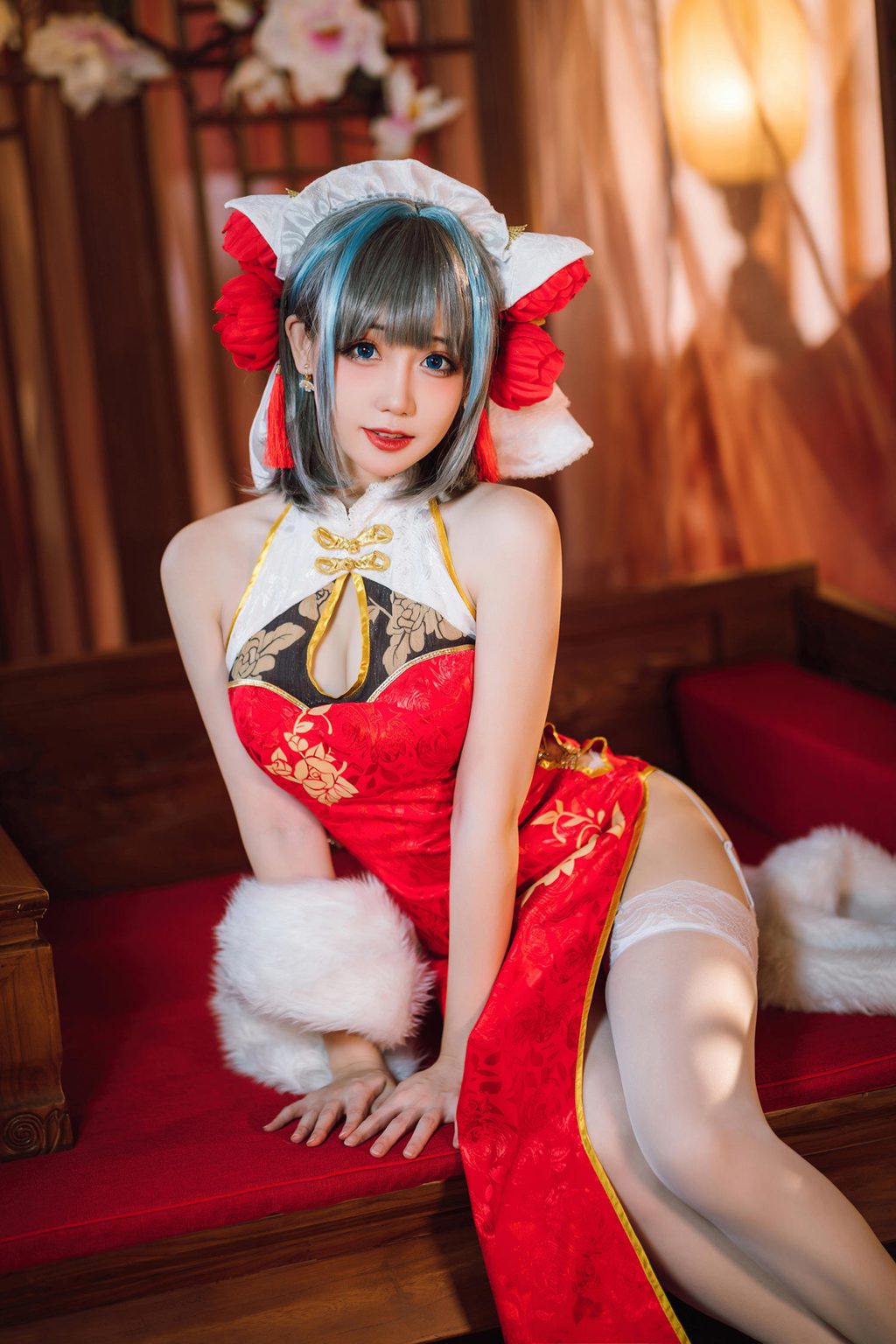动漫博主@焖焖碳 碧蓝航线 柴郡旗袍 [29P/202MB] 网红写真-第4张