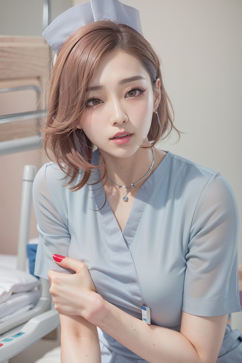 [AI绘画] 低胸装护士 [100P/127MB] AI美女-第1张