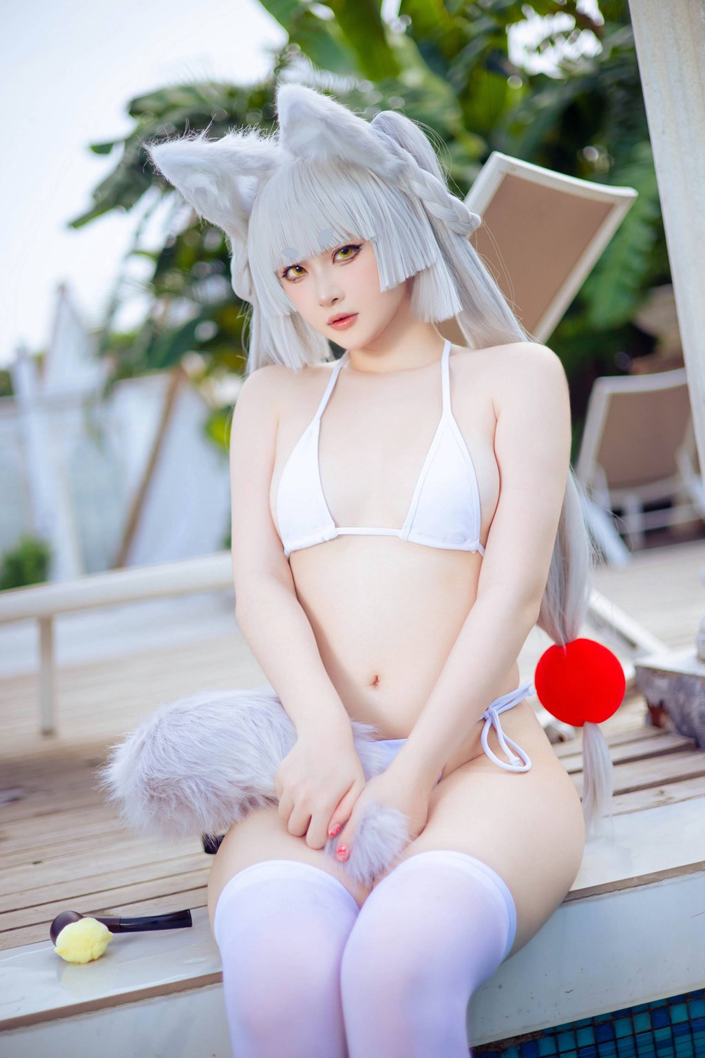 人气Coser@屿鱼 兽耳白毛狐狸 [19P/36MB] 网红写真-第2张