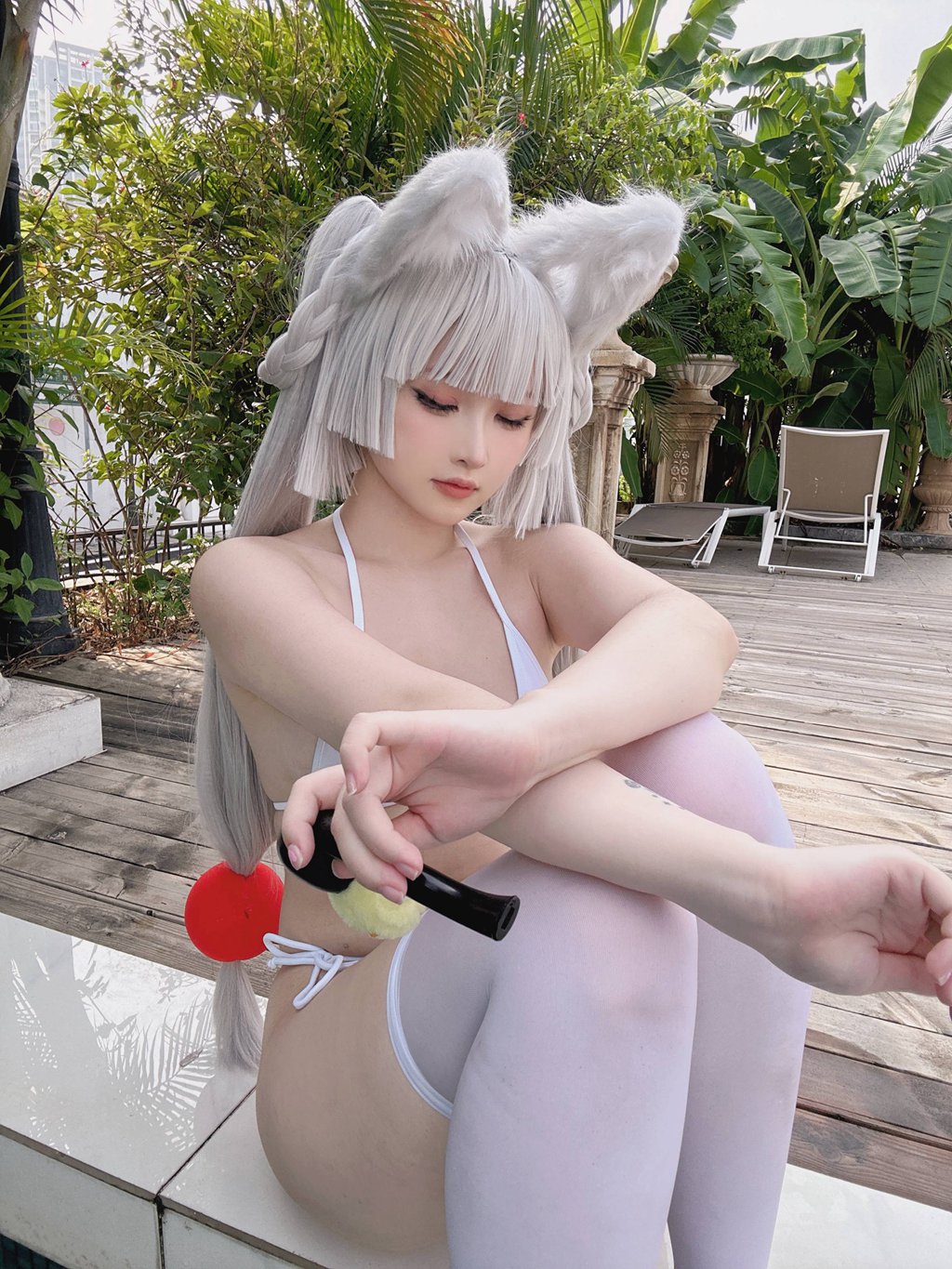 人气Coser@屿鱼 兽耳白毛狐狸 [19P/36MB] 网红写真-第4张