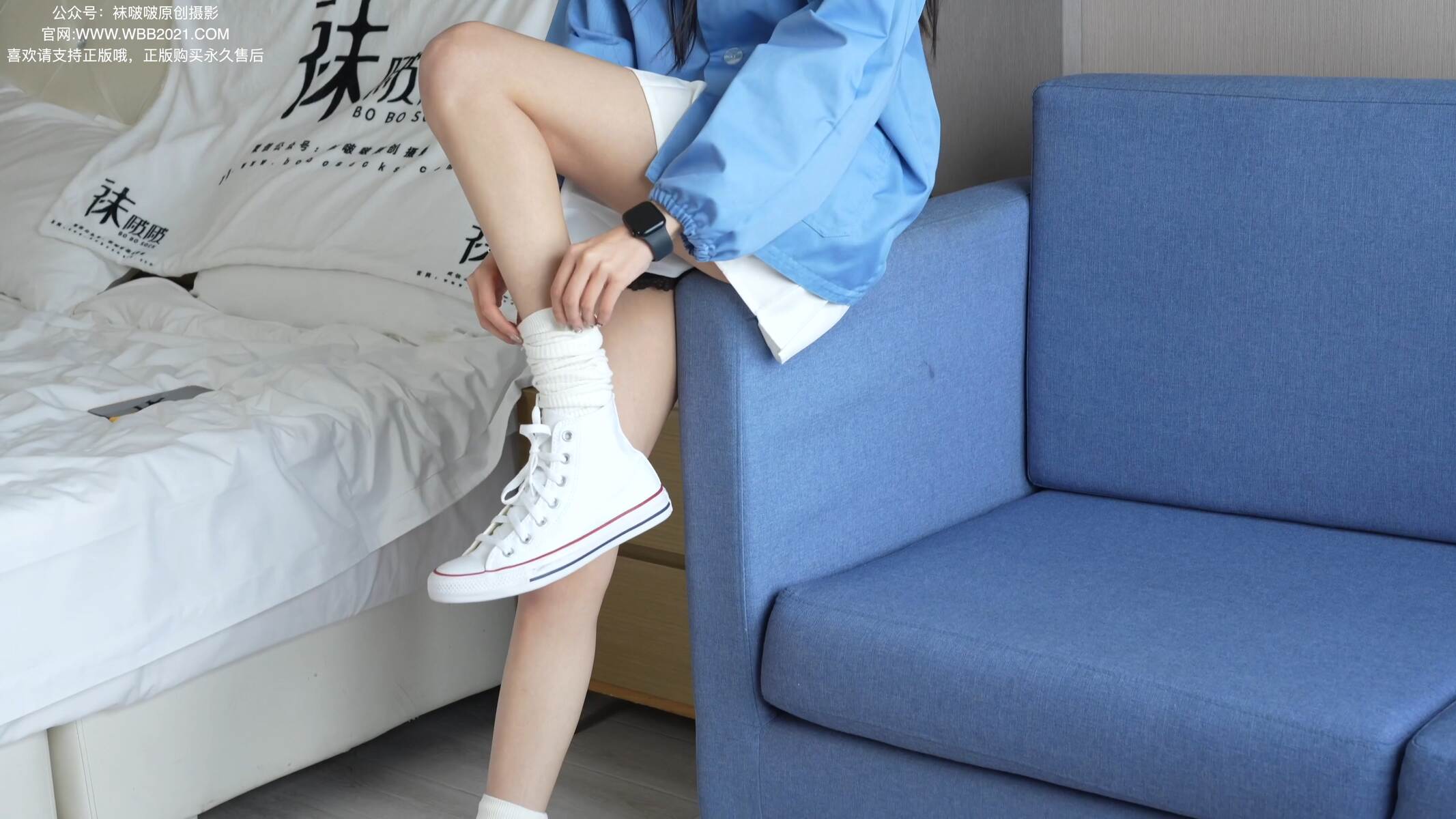 [BoBoSocks袜啵啵] 积分限定作品 NO.026 稚予-帆布鞋、白色棉堆堆袜[1V/4.09GB] 网红写真-第2张